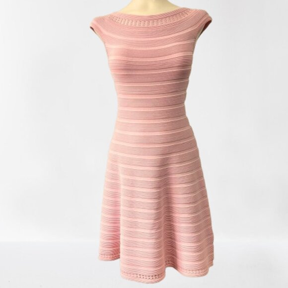 NEW Eliza J Off The Shoulder Fit and Flare Sweater Dress in Pink, Size M - Picture 2 of 16